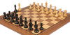 British Staunton Chess Set Ebonized & Boxwood Pieces with Classic Walnut Board - 3.5" King