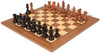 French Lardy Staunton Chess Set Ebonized & Acacia Pieces with Deluxe Walnut Chess Board - 3.75" King