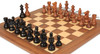 French Lardy Staunton Chess Set Ebonized & Acacia Pieces with Deluxe Walnut Chess Board - 3.75" King