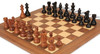 French Lardy Staunton Chess Set Ebonized & Acacia Pieces with Deluxe Walnut Chess Board - 3.75" King