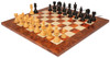 Cyrus Staunton Chess Set Ebony & Boxwood with Elm Burl & Erable Board - 4.4"King