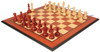 British Staunton Chess Set Padauk & Boxwood Pieces with Padauk & Bird's Eye Maple Molded Edge Board- 4" King