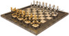 Large Contemporary Staunton Variegated Gold & Silver Chess Set with Gray & Variegated Framed Chess Board