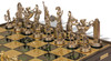Large Poseidon Theme Chess Set Brass & Nickel Pieces with Green Board on Case