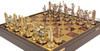 Large Poseidon Theme Chess Set Brass & Nickel Pieces with Red Board on Case