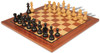 Queen's Gambit Chess Set Ebonized & Boxwood Pieces with Classic Mahogany Chess Board - 3.75" King