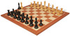 British Staunton Chess Set Ebonized & Boxwood Pieces with Sunrise Mahogany Chess Board - 3.5" King