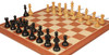 British Staunton Chess Set Ebonized & Boxwood Pieces with Sunrise Mahogany Chess Board - 3.5" King