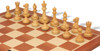 British Staunton Chess Set Ebonized & Boxwood Pieces with Sunrise Mahogany Chess Board - 3.5" King - White pieces only