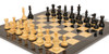 British Staunton Chess Set Ebony & Boxwood Pieces with Black & Ash Burl Board - 4" King