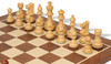 French Lardy Staunton Chess Set Acacia & Boxwood Pieces with Sunrise Walnut Chess Board - 3.75" King