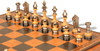 Silhouette Knight Brass & Wood Chess Set with Leatherette Chess Case