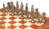 Large Napoleon Metal Chess Set with Elm Burl Chess Board