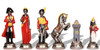 Large Napoleon Theme Hand Painted Metal Chess Set  with Faux Leather Chess Board & Storage Tray