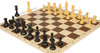 Standard Club Triple Weighted Plastic Chess Set Black & Camel Pieces with Vinyl Rollup Board - Brown