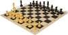 Standard Club Triple Weighted Plastic Chess Set Black & Camel Pieces with Vinyl Rollup Board - Black