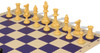 Standard Club Classroom Double-Weighted Plastic Chess Set - Black & Camel Pieces with Vinyl Rollup Board - Blue