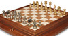 Classic Staunton Solid Brass Chess Set with Tuscan Marble Chess Case