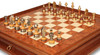 Silhouette Knight Brass & Wood Chess Set with Elm Burl Chess Case