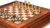 Classic Staunton Solid Brass Chess Set with Elm Burl Chess Case