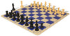 Silicone Chess Set & Board with Black & Camel Pieces - Blue