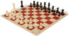 Silicone Chess Set & Board with Black & Ivory Pieces - Red