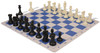 Professional Deluxe Carry-All Plastic Chess Set Black & Ivory Pieces with Lightweight Floppy Board – Blue