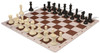 Conqueror Deluxe Carry-All Plastic Chess Set Black & Ivory Pieces with Lightweight Floppy Board - Brown