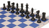 Conqueror Deluxe Carry-All Plastic Chess Set Black & Camel Pieces with Lightweight Floppy Board - Royal Blue