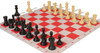 Conqueror Large Carry-All Plastic Chess Set Black & Camel Pieces with Red Lightweight Floppy Board Camel Pieces Zoom