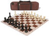 Conqueror Large Carry-All Plastic Chess Set Black & Ivory Pieces with Brown Lightweight Floppy Board & Bag
