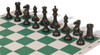 Conqueror Easy-Carry Plastic Chess Set Black & Ivory Pieces with Green Lightweight Floppy Board Black Pieces