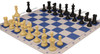 Conqueror Plastic Chess Set Black & Camel Pieces with Blue Lightweight Floppy Board Black Pieces Zoom