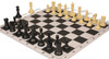 Conqueror Plastic Chess Set Black & Camel Pieces with Black Lightweight Floppy Board Camel Pieces Zoom