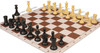 Conqueror Plastic Chess Set Black & Camel Pieces with Brown Lightweight Floppy Board Camel Pieces Zoom