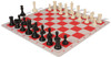 Conqueror Plastic Chess Set Black & Ivory Pieces with Red Lightweight Floppy Board Ivory Pieces View