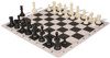 Conqueror Plastic Chess Set Black & Ivory Pieces with Black Lightweight Floppy Board Ivory Pieces View