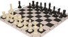 Conqueror Plastic Chess Set Black & Ivory Pieces with Black Lightweight Floppy Board Black Pieces Zoom