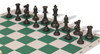Standard Club Easy-Carry Plastic Chess Set Black & Ivory Pieces with Green Lightweight Floppy Board Black Pieces