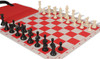 Standard Club Easy-Carry Plastic Chess Set Black & Ivory Pieces with Red Lightweight Floppy Board Ivory Pieces Zoom