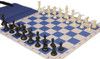 Weighted Standard Club Easy-Carry Plastic Chess Set Black & Ivory Pieces with Floppy Board - Royal Blue