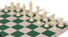 Weighted Standard Club Easy-Carry Plastic Chess Set Black & Ivory Pieces with Lightweight Floppy Board - Green