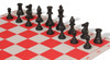 Weighted Standard Club Easy-Carry Plastic Chess Set Black & Ivory Pieces with Floppy Board - Red