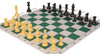 Weighted Standard Club Easy-Carry Plastic Chess Set Black & Camel Pieces with Lightweight Floppy Board - Green
