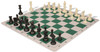Weighted Standard Club Large Carry-All Plastic Chess Set Black & Ivory Pieces with Green Lightweight Floppy Board Ivory Pieces View
