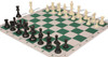 Weighted Standard Club Large Carry-All Plastic Chess Set Black & Ivory Pieces with Green Lightweight Floppy Board Ivory Pieces Zoom