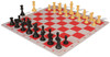 Standard Club Large Carry-All Plastic Chess Set Black & Camel Pieces with Red Lightweight Floppy Board Camel Pieces View