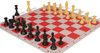Standard Club Large Carry-All Plastic Chess Set Black & Camel Pieces with Red Lightweight Floppy Board Camel Pieces Zoom
