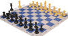 Standard Club Large Carry-All Plastic Chess Set Black & Camel Pieces with Blue Lightweight Floppy Board Camel Pieces Zoom