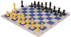 Standard Club Large Carry-All Plastic Chess Set Black & Camel Pieces with Blue Lightweight Floppy Board Black Pieces View